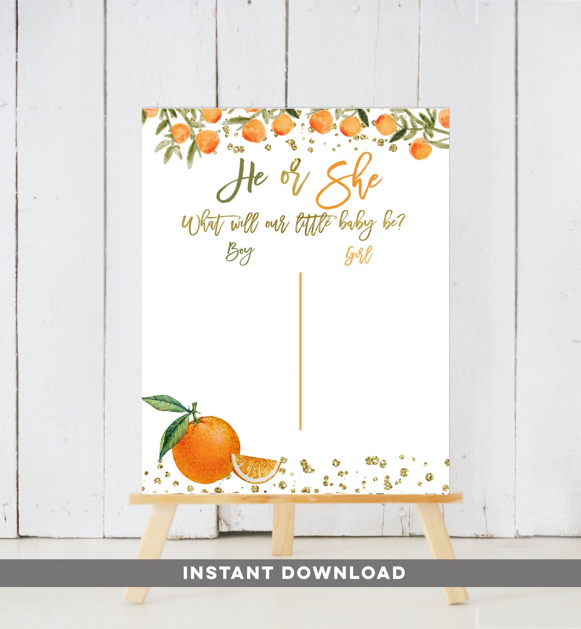 Cutie Orange Citrus Gender Reveal Voting Board Cutie Baby Etsy