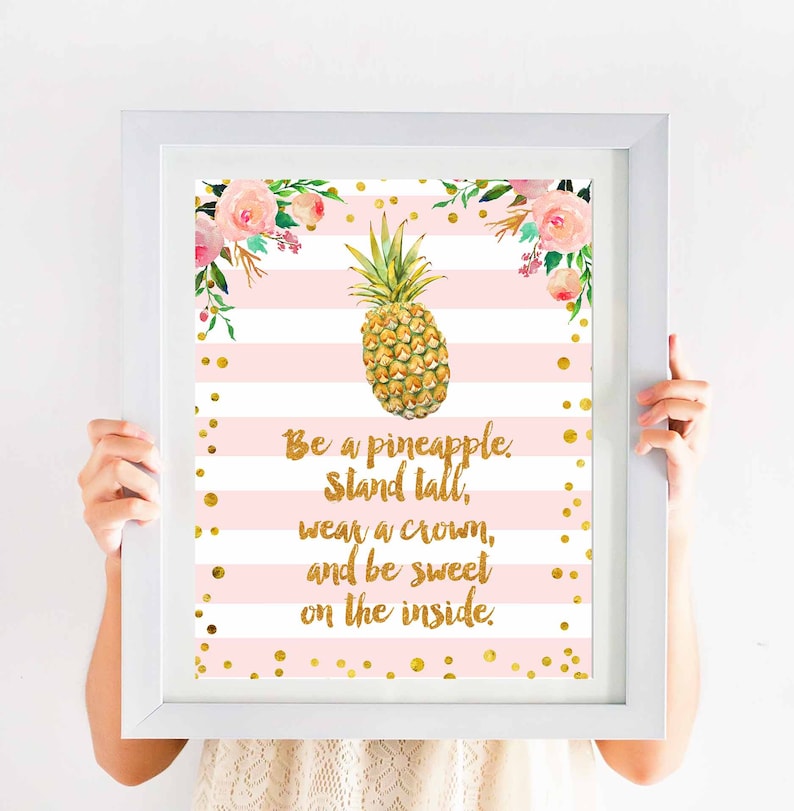 be-a-pineapple-quote-pineapple-art-print-pineapple-decor-etsy