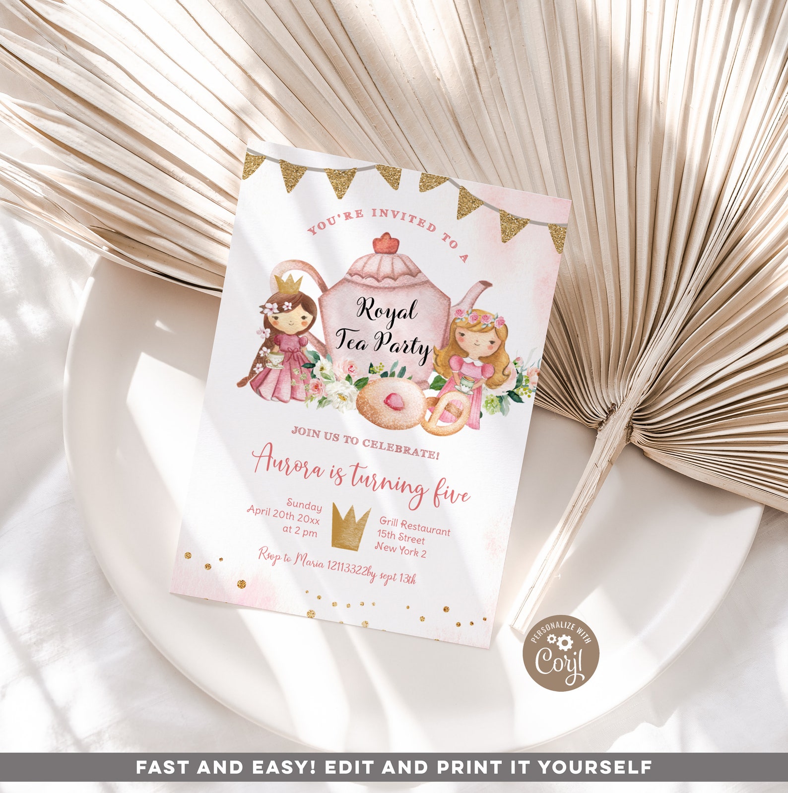 EDITABLE Princess Royal Tea Party Invitation Tea Birthday - Etsy