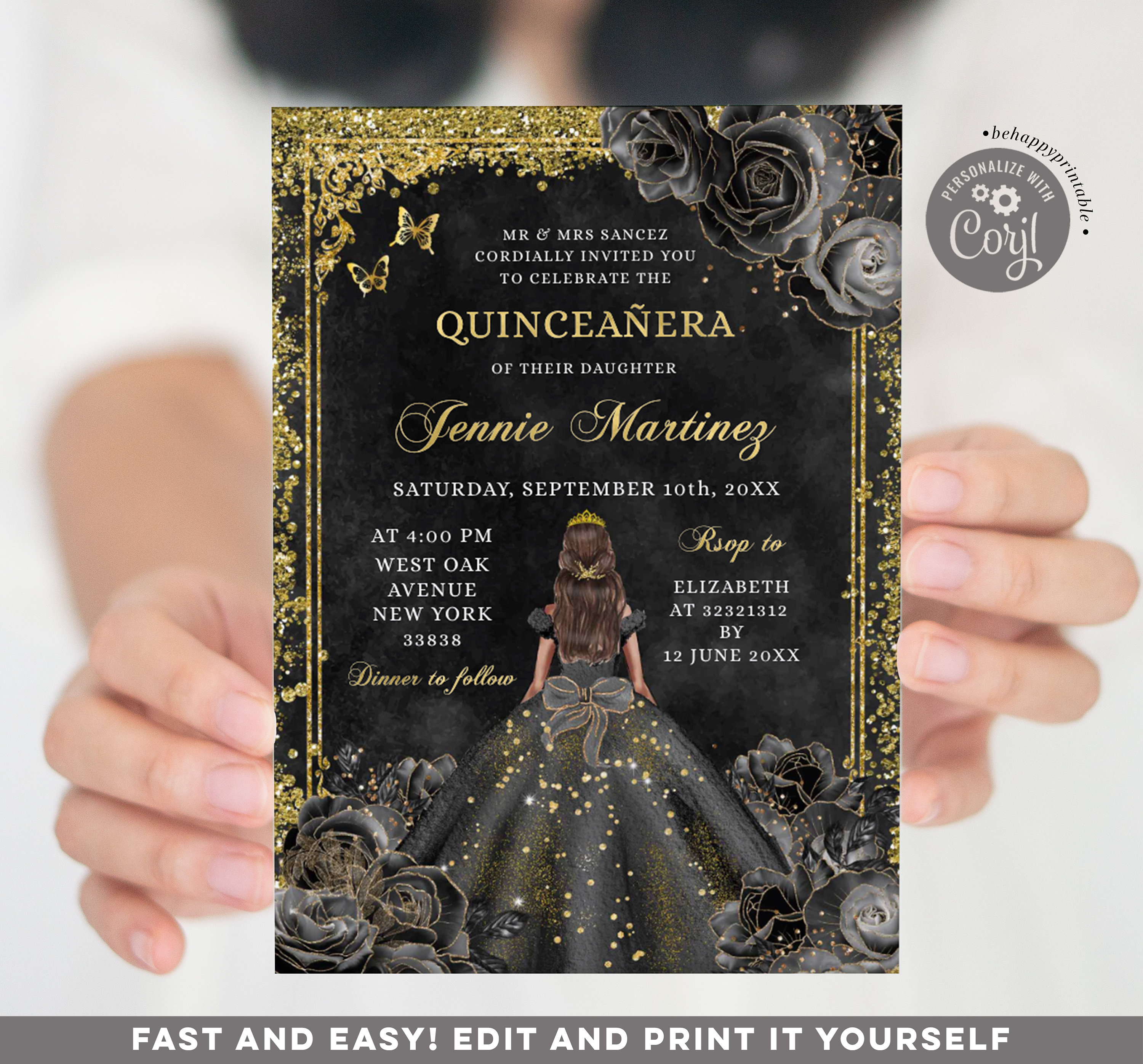 Black and Gold Quinceanera Dress - Etsy