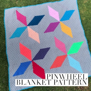 Gehaakte dekenpatroon Hoek tot hoek steek c2c large Pinwheel Blanket Britse en Amerikaanse voorwaarden