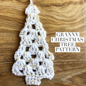 Easy Crochet Granny Christmas Tree Ornament Pattern step by step instructions US UK terminology