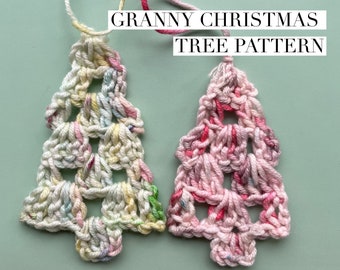 Granny Christmas Tree Crochet Pattern Scrap Yarn UK Terms Easy Quick Make