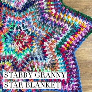 Stabby Granny Star Crochet Blanket Pattern UK and US terms granny square