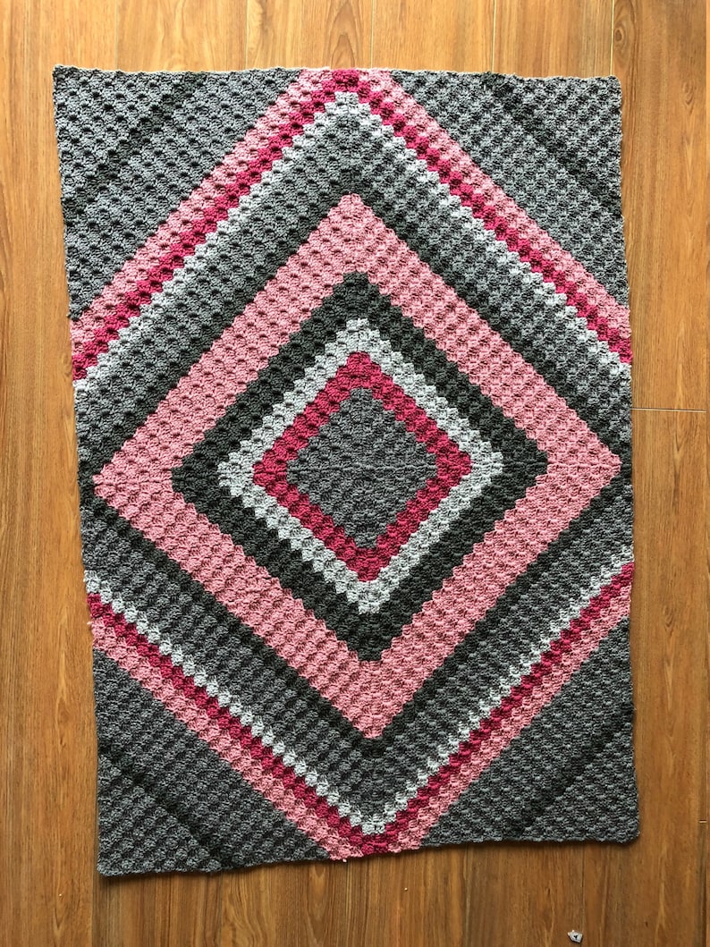 Crochet diamond blanket pattern new corner to corner c2c Etsy