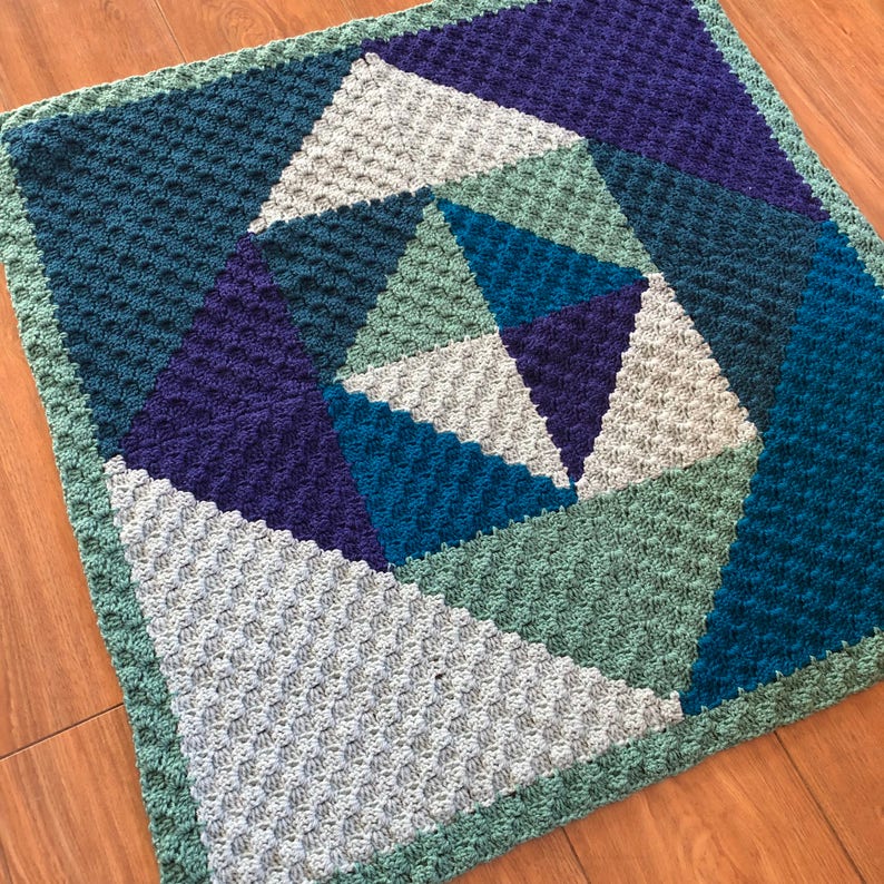 Geometric Crochet Blanket Pattern UK and US terms corner to | Etsy