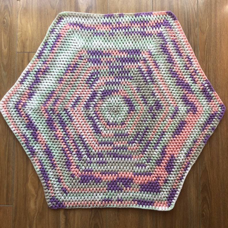 Giant Hexagon Puff Stitch Crochet Blanket Pattern UK and US Etsy