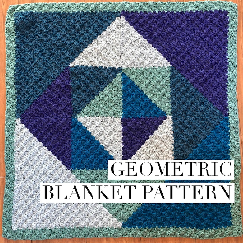 Geometric Crochet Blanket Pattern UK and US Terms Corner to Etsy