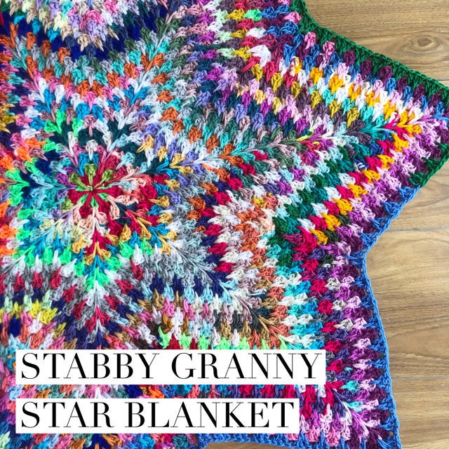 Stabby Granny Star Crochet Blanket Pattern UK and US terms granny squ…