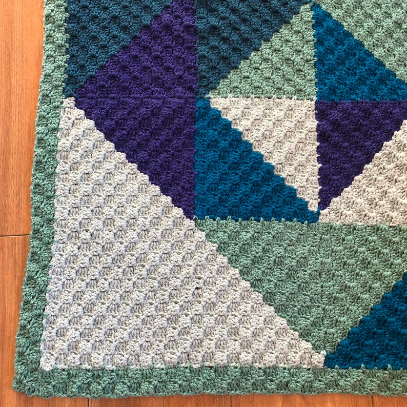 Geometric Crochet Blanket Pattern UK and US Terms Corner to Etsy