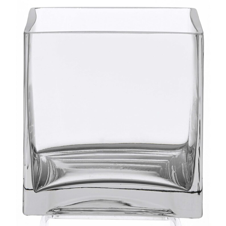 6 Square Glass Vase 6 Inch Clear Cube Centerpiece Etsy