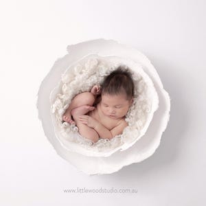 White Handmade Original bowl set with cream curly wool  Digital Newborn Backdrop, Newborn,