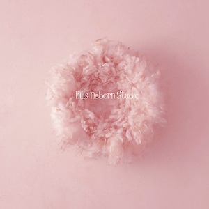 Newborn Digital Backdrop, Hand Painted Blush Pink backdrop with layers of Curly wool