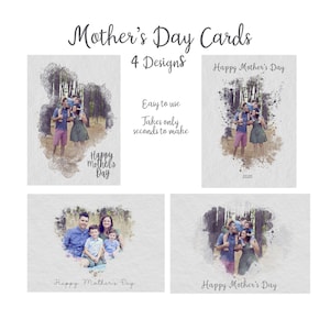 Set of 4 Watercolour Clipping Masks for Mother&#39;s Day. Easy to use!