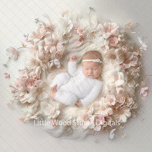 Pretty in Pink Bouquet -Newborn Photography props, Newborn digital background