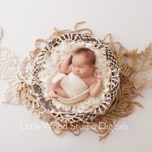 Neugeborenen Digital Backdrop, Boho, Spitze und Schnur