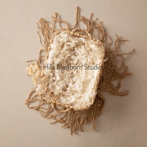 Set of 2- Light and dark Newborn Digital Backdrop, Brown backdrop with curly wool layer and Basket