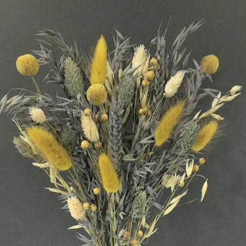 Small Grey Mustard Yellow and Natural Dried Flower Etsy UK