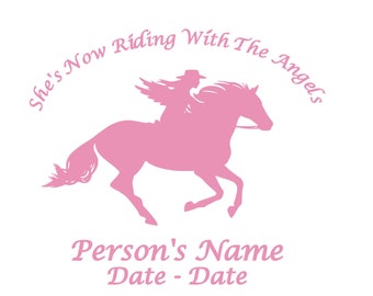Personalized Memorial Decal, Memorial Decal, Horse Decal, Cowgirl Decal, Personalized Memorial Decal, Car Decal, In Loving Memory, Cowboy