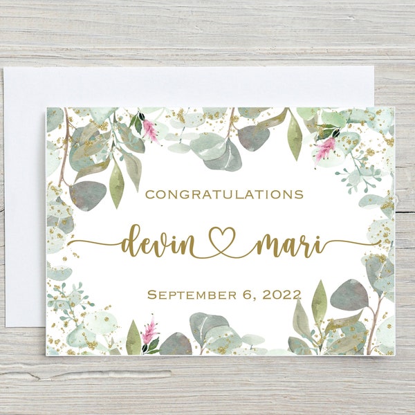 CUSTOM 5x7" Wedding Congratulations Card, Personalized Wedding Card, Wedding Card, Wedding Day Congratulations, Wedding Day Keepsake Card