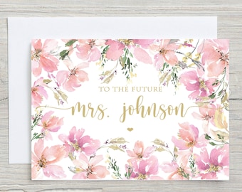 CUSTOM 5x7" Engagement Congratulations Card, Personalized Future Mrs. Card, Custom Bridal Shower Card, Bridal Shower Keepsake Card