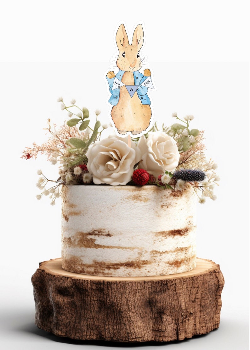 Peter Rabbit It's a Boy Cake Topper, GLITTER, Baby Shower, Birthday ...