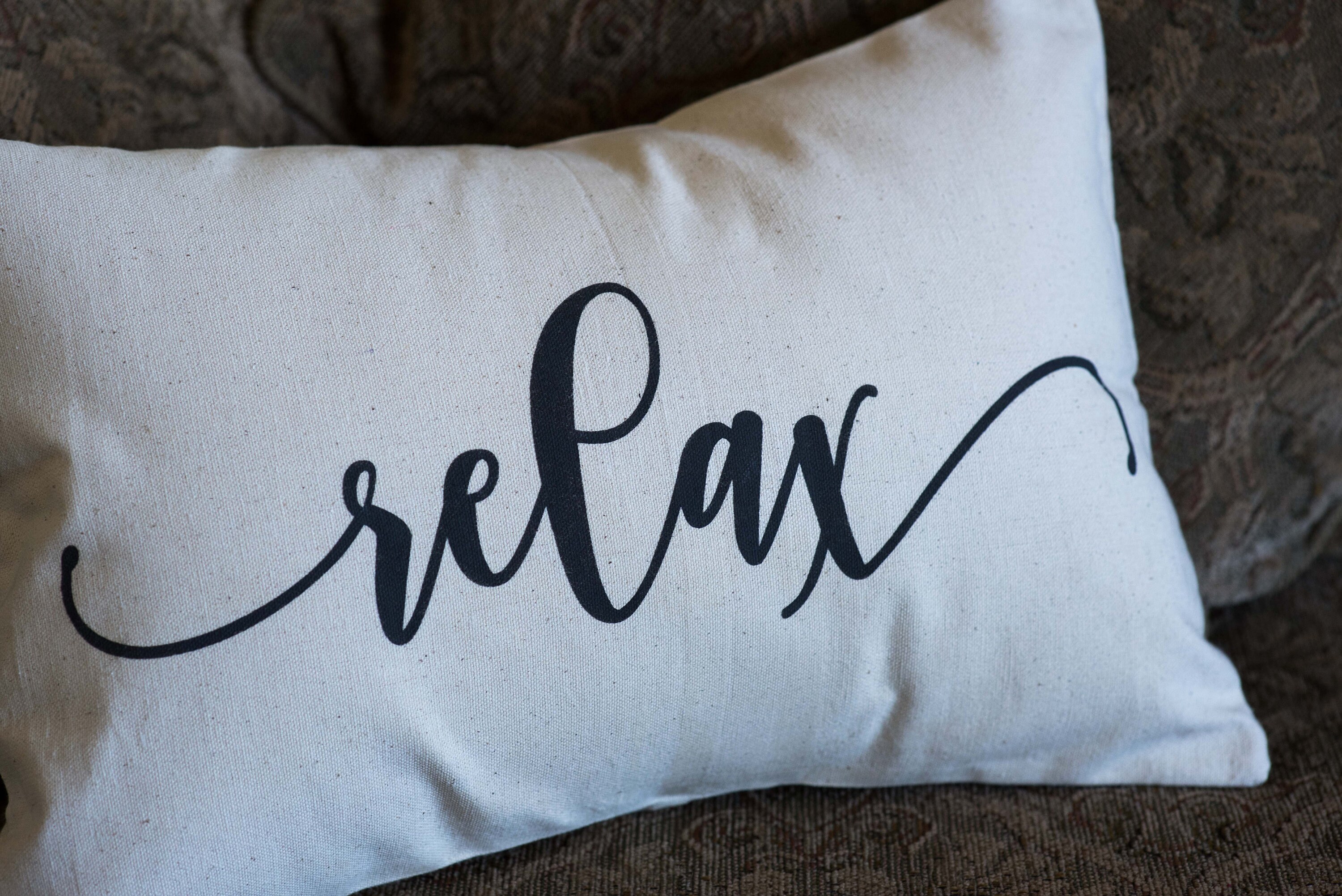 Lumbar Pillow Relax Throw Pillow Decorative Pillow Words Etsy