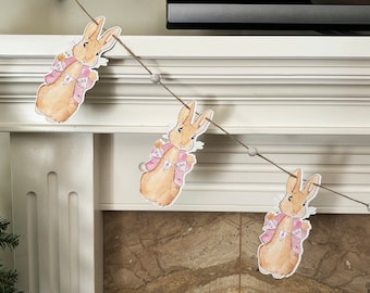 Peter Rabbit 8’ Banner, Peter Rabbit It's A Girl Banner, Wooden Beads, Baby Shower, Reveal Party, Centerpiece, Peter Rabbit Theme Party