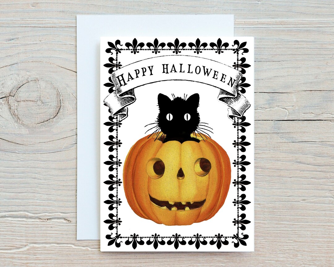 Pumpkin Black Cat Halloween Card 145 X 145mm - View #9