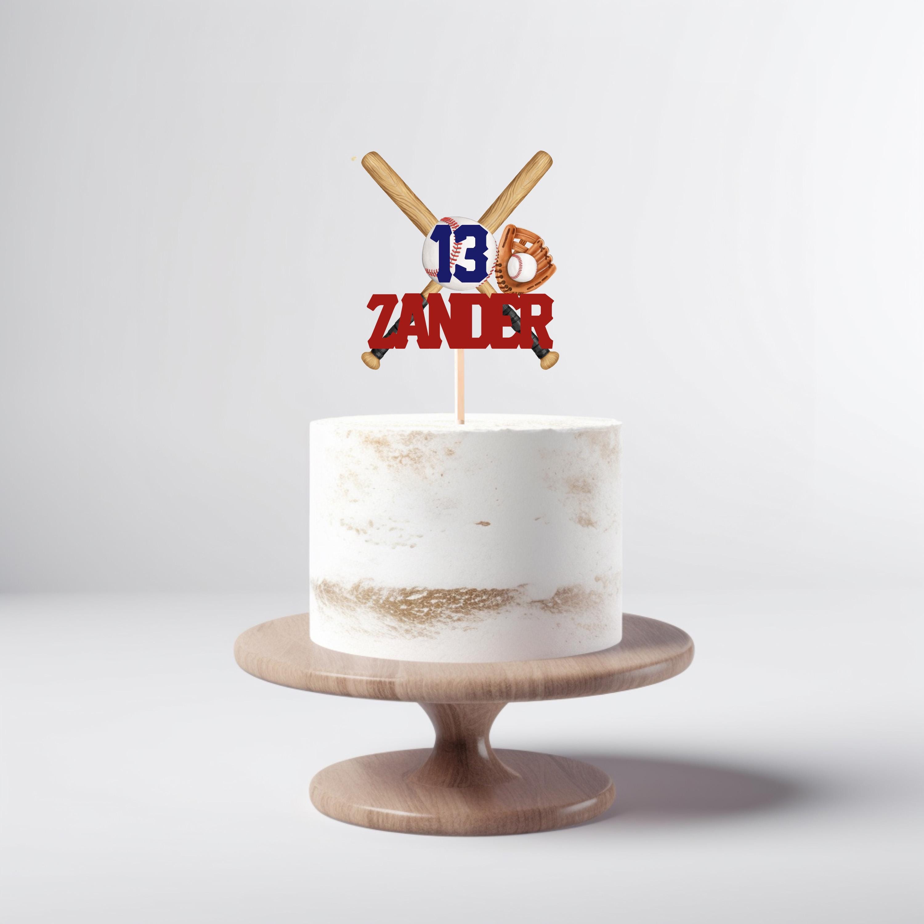 PERSONALIZED CAKE TOPPER, Glitter,  Age and Name Baseball Topper, Child's Baseball Party, Birthday, Centerpiece, 3D Baseball Cake Topper