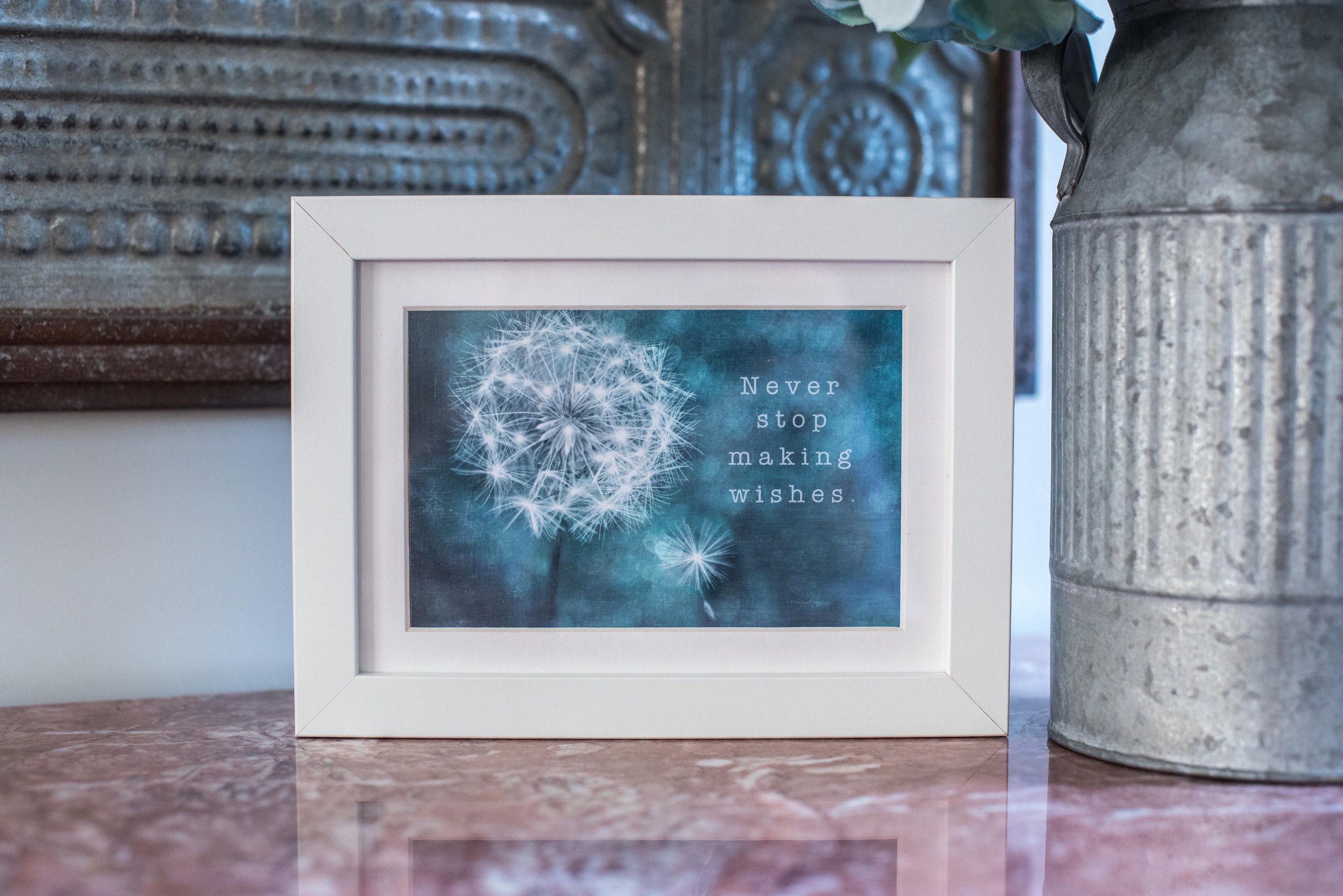Framed Dandelion Decor Dandelion Art Table Top Art Original Etsy