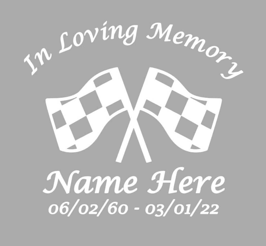 Race Flag Memorial Decal, Personalized Remembrance Vinyl Sticker - Etsy