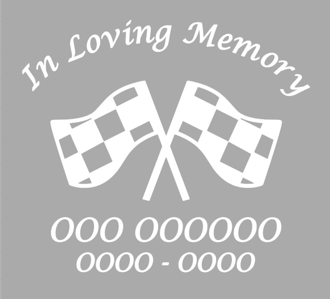 Race Flag Memorial Decal, in Loving Memory Vinyl Decal, Checked Flags ...