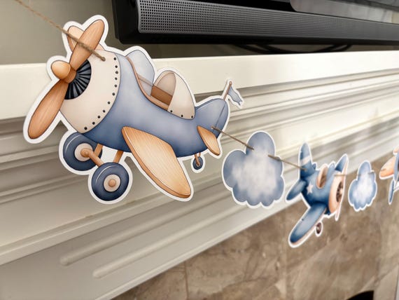 Vintage Airplane  Banner,  Child Party, Baby Shower, Birthday, Airplane Garland, Vintage  Airplane Garland