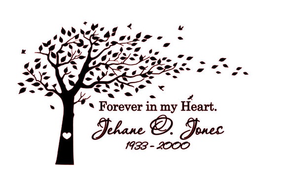 Custom Memorial Decal, Forever in my Heart Decal, Memorial Decal, Personalized Memorial Decal, Car Decal, Tree, Leaves, Birds