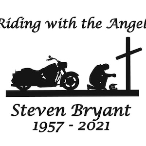 Custom Memorial Decal, Faith, Christian Decal, Motorcycle Decal, Personalized Memorial Decal, Car Decal, Riding with the Angels