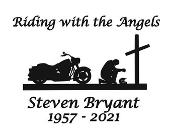 Custom Memorial Decal, Faith, Christian Decal, Motorcycle Decal, Personalized Memorial Decal, Car Decal, Riding with the Angels