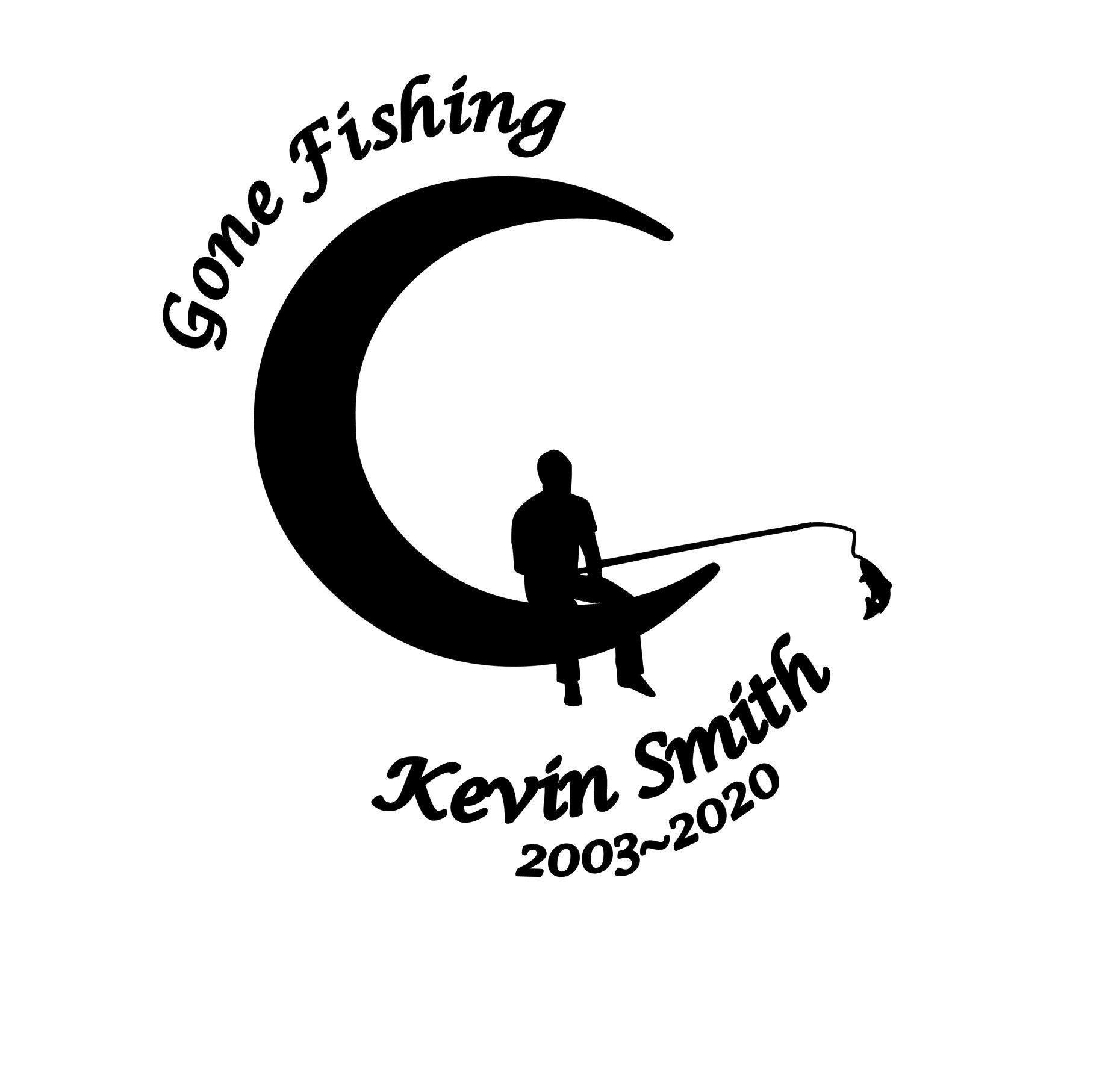 Fishing Memorial Decal, Gone Fishing Vinyl Decal, Fisherman Memorial Decal,  Custom Memorial Decal, Customizable, image size:1860x1810