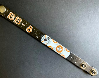 Star Wars BB-8 Droid Handmade Leather Snap Bracelet