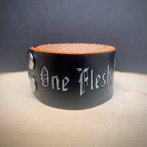 Gideon the Ninth, One Flesh, One End. 1.5 Thick Adjustable Leather Cuff Bracelet image 5