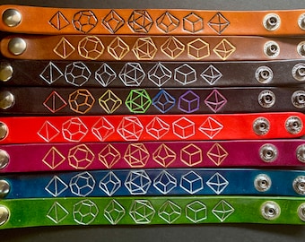 Roleplaying Dice Leather Snap Bracelet