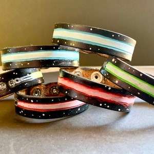 Star Wars Lightsaber Handmade Leather Snap Bracelet image 3