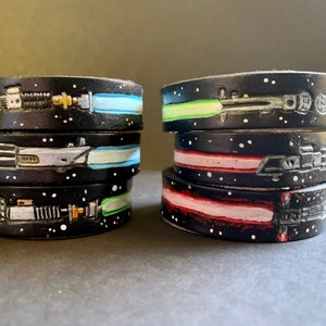 Star Wars Lightsaber Handmade Leather Snap Bracelet image 5