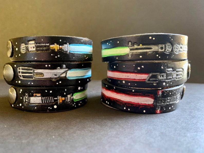 Star Wars Lightsaber Handmade Leather Snap Bracelet image 5