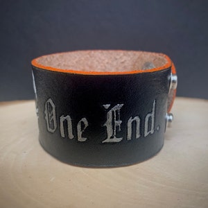 Gideon the Ninth, One Flesh, One End. 1.5 Thick Adjustable Leather Cuff Bracelet image 10