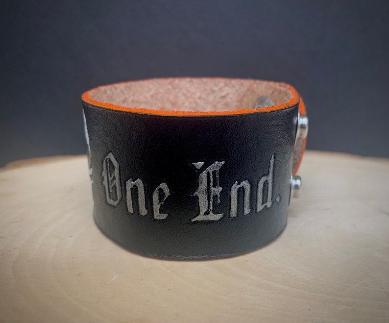 Gideon the Ninth, One Flesh, One End. 1.5 Thick Adjustable Leather Cuff Bracelet image 10