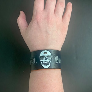 Gideon the Ninth, One Flesh, One End. 1.5 Thick Adjustable Leather Cuff Bracelet image 4