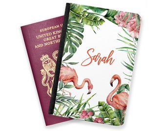 Personalised Flamingo Passport Holder - Personalized Passport Case - Custom Name Passport Holder - Custom Name Passport Cover - Travel gift