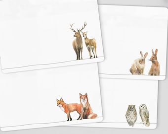 Forest Animals Placemats - Woodland Dinner Table Set - Placemat with deer, fox, rabbit, owl - Gifts for Families - Watercolour Animals