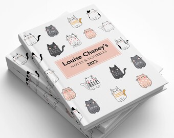 Diario personalizzato per amanti dei gatti, quaderno con simpatici gatti, regalo per ragazze con gatti, regalo per gattara, regali per bambini, regali per ragazze, regali per lei